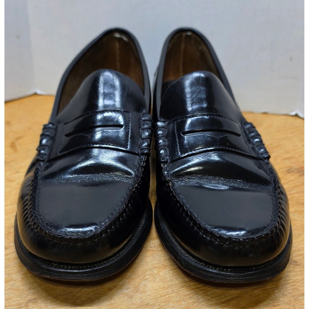 Sebago Mens Classic Dan Penny Loafers Black Leather Handsewn Size 9 3E Wide